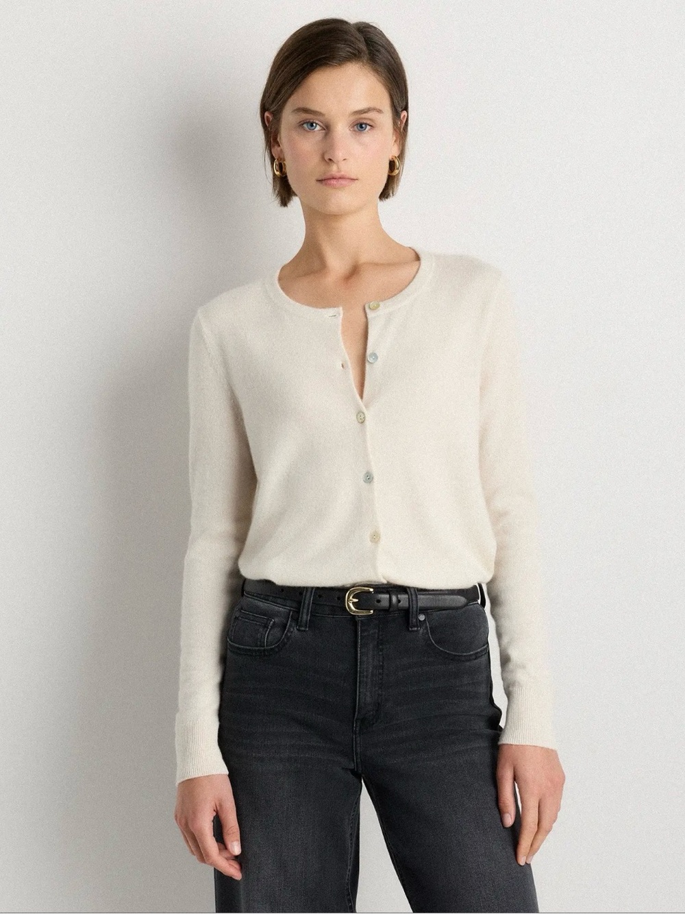 Quince Mongolian Cashmere Cardigan Sweater Ivory SZ XS